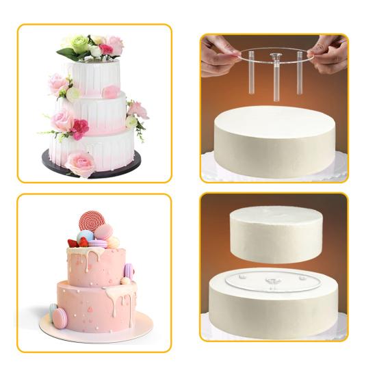 1 набор прозрачных штабелируемых подставок для торта, пищевые, многоразовые, 4 тарелки-разделителя для торта, 12 стержней для поддержки торта для тортов 4/6/8/10 дюймов