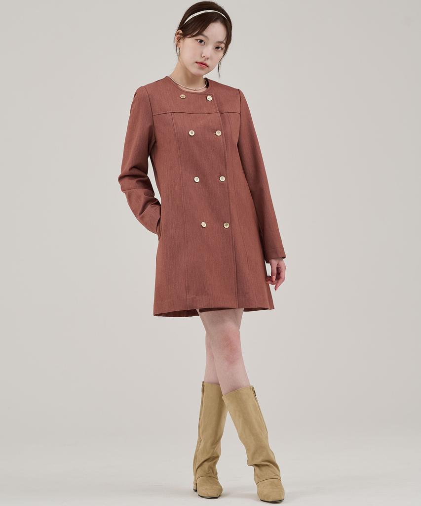 HYEYEONG KIM Fleece Bag Denim Midi Dress Jacket - Dry Rose