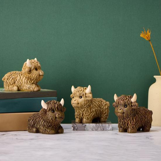 Статуэтка коровы из горной породы Yousheng, скульптура коровы из горной породы, ручная работа, статуэтка крупного рогатого скота, украшение для фермерского дома, многоярусный поднос, украшение для кухни, домашний декор