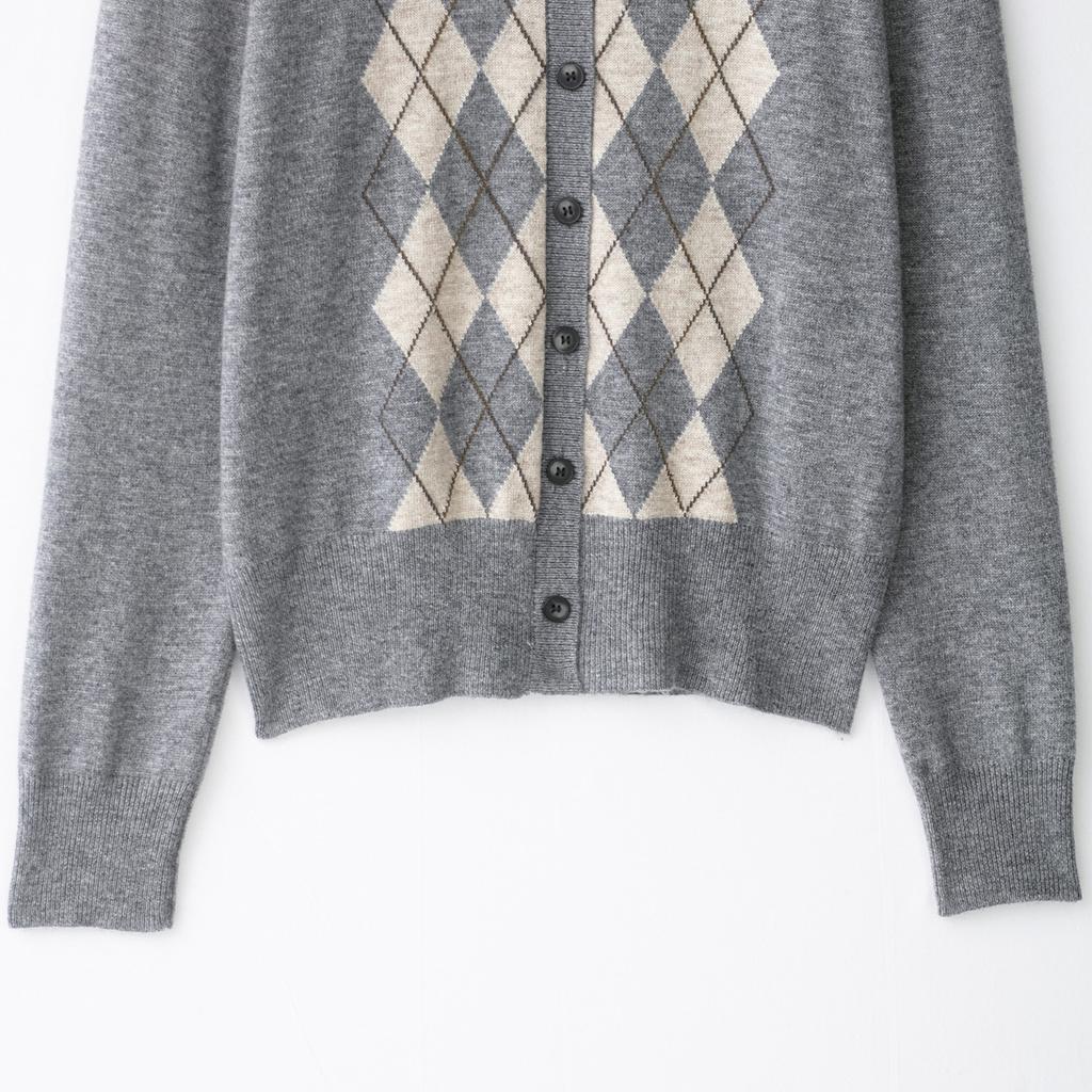 European and American style autumn new fashion temperament women's clothing long-sleeved rhombus knitted jacket