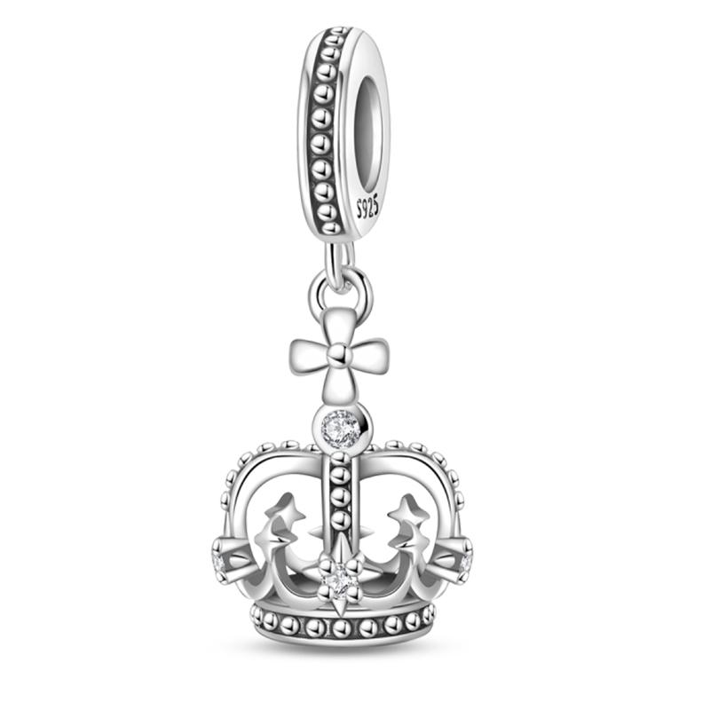 Silver Plated Lotus Heart Zircon Charm Beads for Qikaola 925 Bracelets DIY Jewelry Gifts Guardian Angel Design
