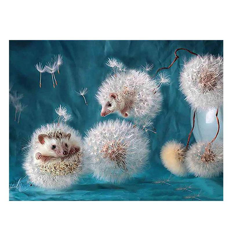 5D DIY алмазная живопись животные милый ежик вышивка крестиком полная дрель круглая алмазная вышивка мозаичная картина Декор из страз