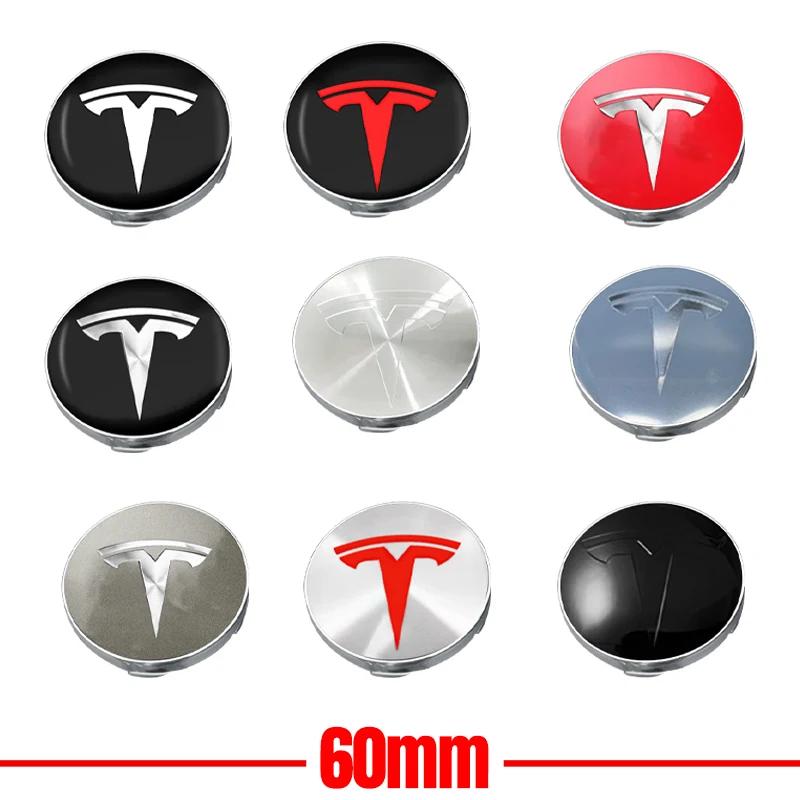 4 шт. 60 мм Колпачок ступицы Tesla Центральный колпачок Логотип Высококачественная наклейка для Tesla Model 3 Y S X Персонализированная автомобильная наклейка Автомобильные аксессуары