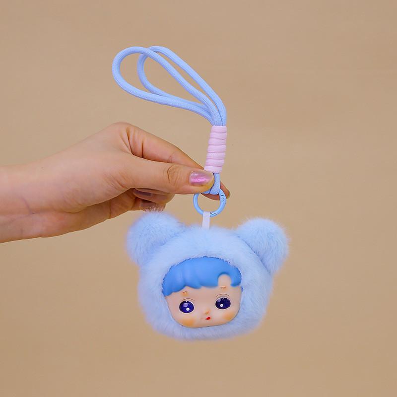 Bear Doll Cute Head Plush Keychain Toy Backpack Accessory Birthday Gift
