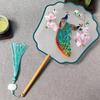 Clothing Acceessories Home Decoration With Tassel Long Handle Chinese Retro Style Embroidery Handheld Fan Pearl Edging