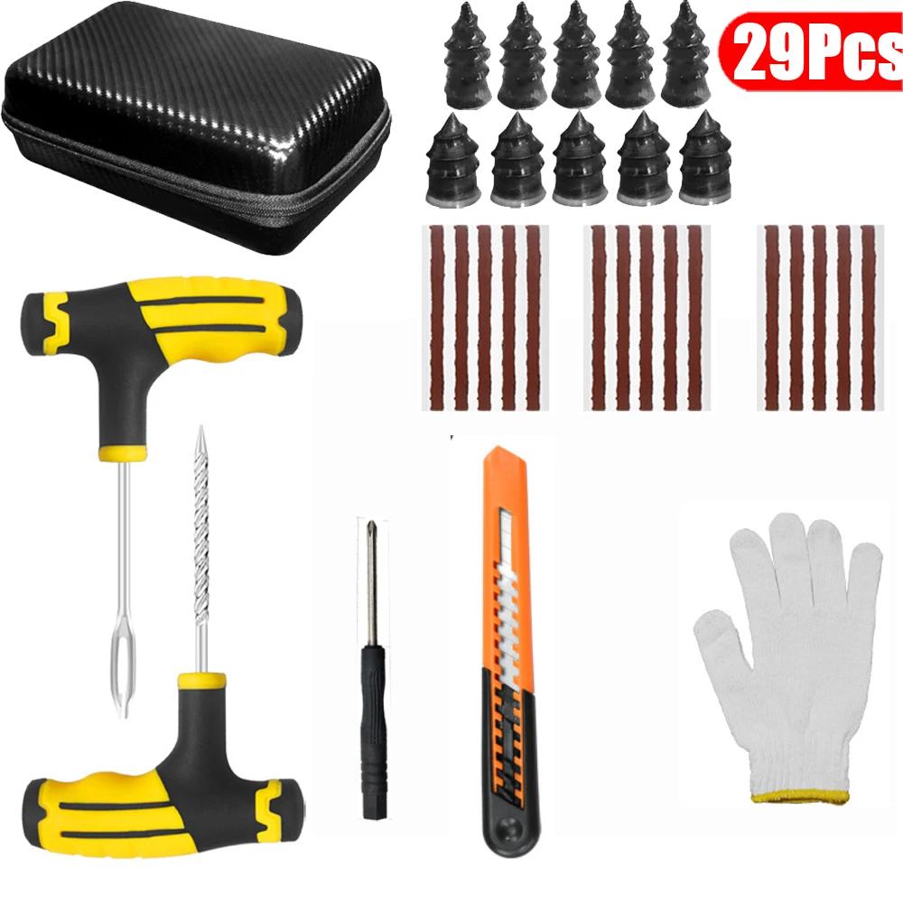 31Pcs Car Tire Repair Tool Auto Bike Tubeless Tire Tyre Puncture Tire Repair Kit Plug Garage Repair Plug Tools Kit Accessories