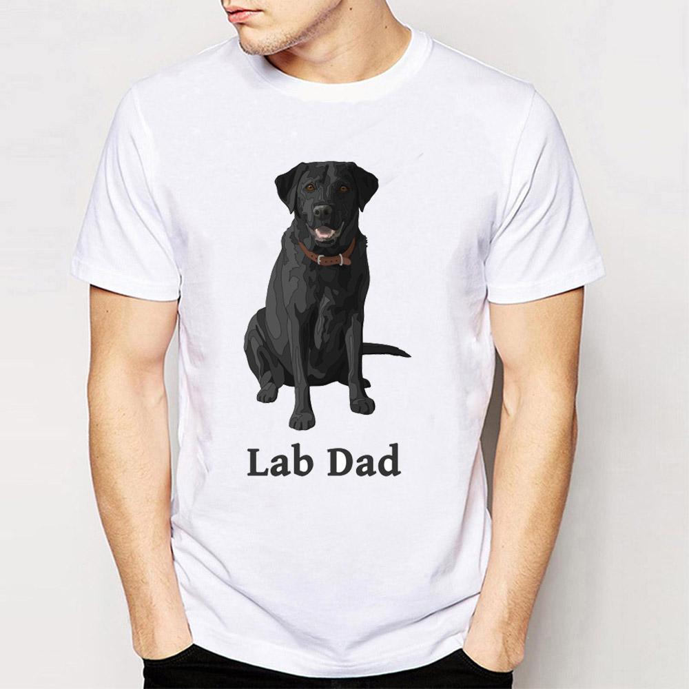 Lab Dad Black Labrador Retriever Printing T-Shirt Men's Short Sleeve Funny Dog Lovers Tops Summ