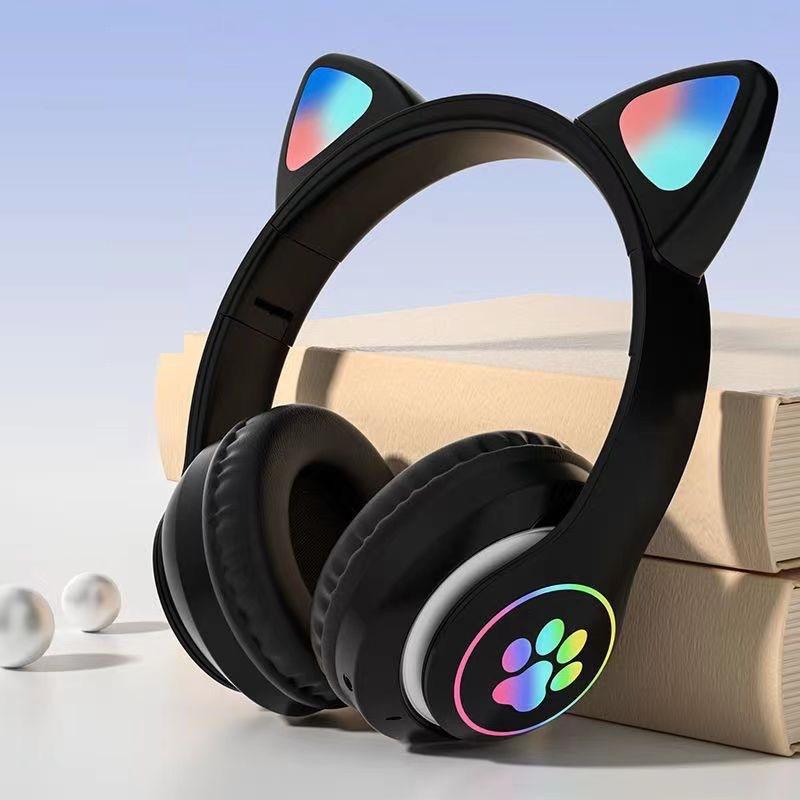 STN-28 Luminous Cat Ear Wireless Bluetooth Headset with Heavy Bass, Over-ear, Sport & Card Slot