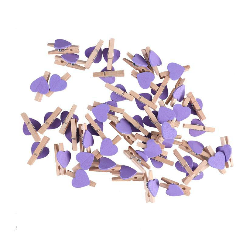 Mini Wooden Heart Clothespins, Multicolor Small Clothespins with Heart,  Tiny Clothes Pins with String for Photos Display,DIY Craft,Wedding Decor