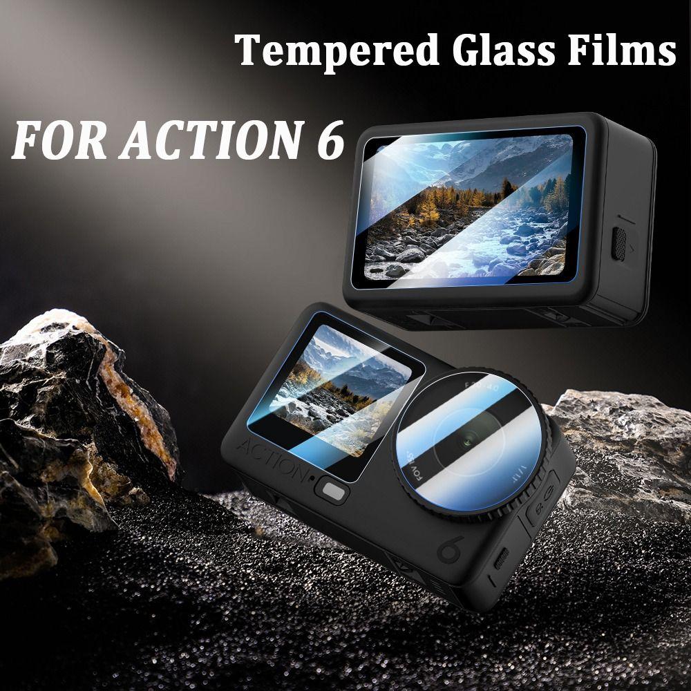 2 комплекта закаленного стекла Защитная пленка для экрана Lnes для аксессуаров экшн-камеры DJI Osmo Action 6