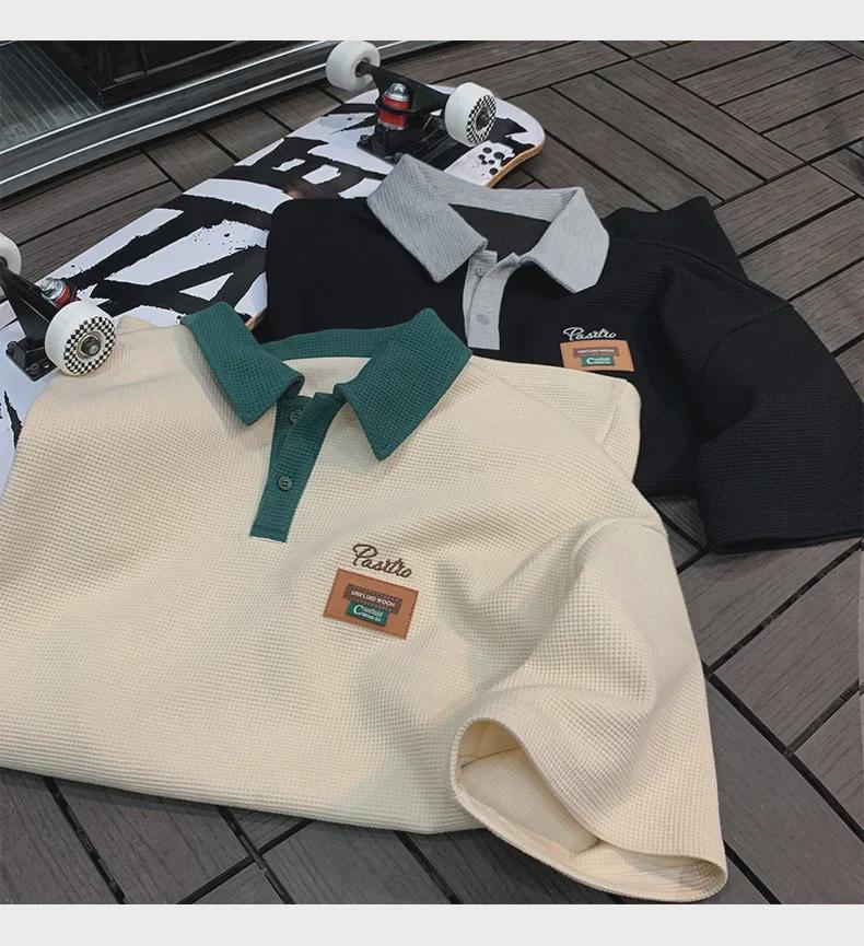 Мужская летняя ретро-футболка-поло с короткими рукавами из хлопка