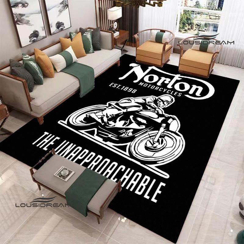 Ковер с логотипом мотоцикла NORTON для гостиной, спальни, ковер, нескользящий ковер, реквизит для фотосъемки, декор для спальни, подарок на день рождения