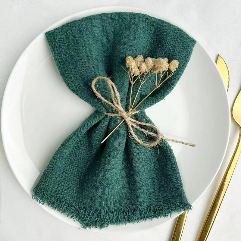 24 шт. салфетки ручной работы из ткани с бахромой 12,5x12,5 дюймов, многоразовые мягкие деревенские хлопковые салфетки для ужина на свадьбу