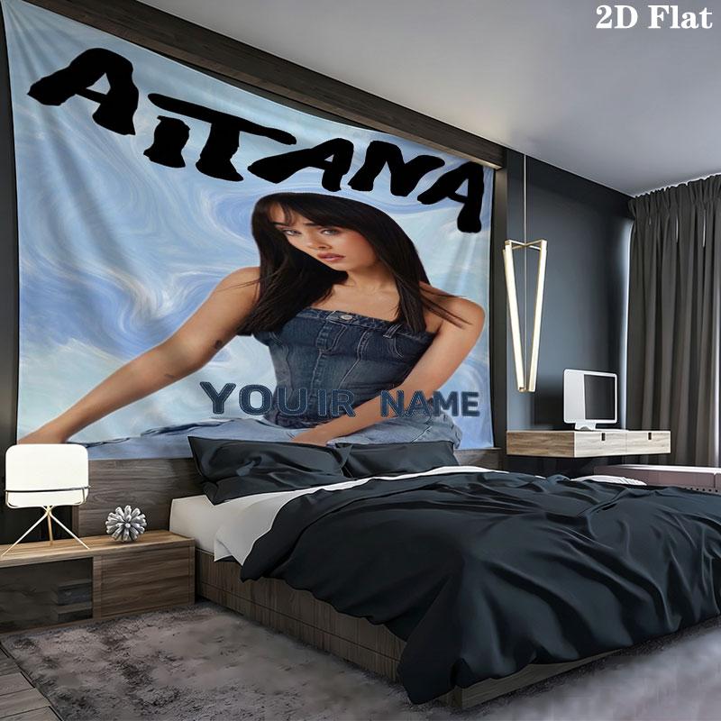 Aitana Custom Name Wall Tapestry Aesthetic Wall Hanging Printed Fabric Blanket Decorative Tapestries for Bedroom Living Room Home Decor