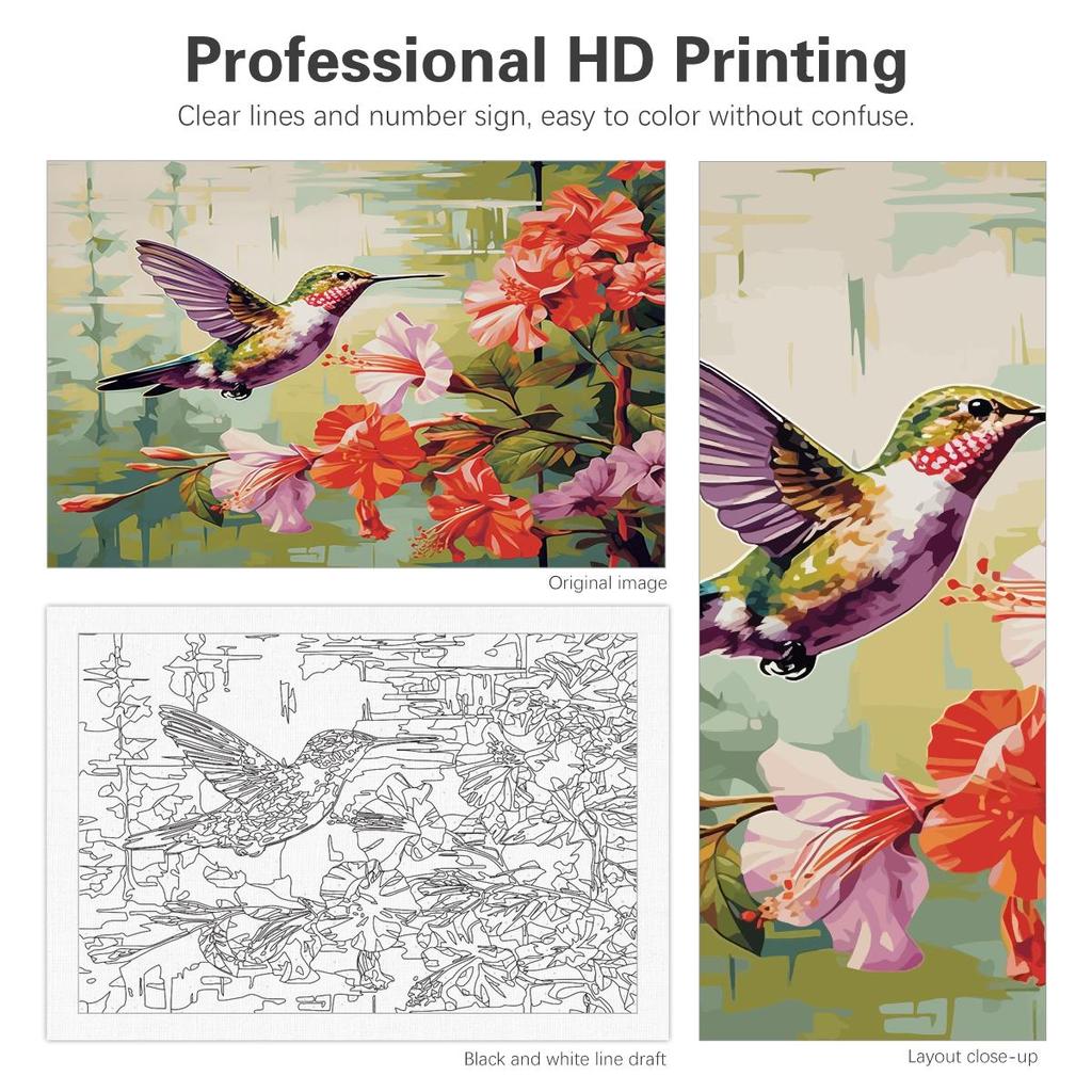 Frame Acrylic Paint By Numbers Diy Gift Wall Art Picture By Numbers Brid And Flowers Paint On Canvas Number Painting Home Decors 40x50cm