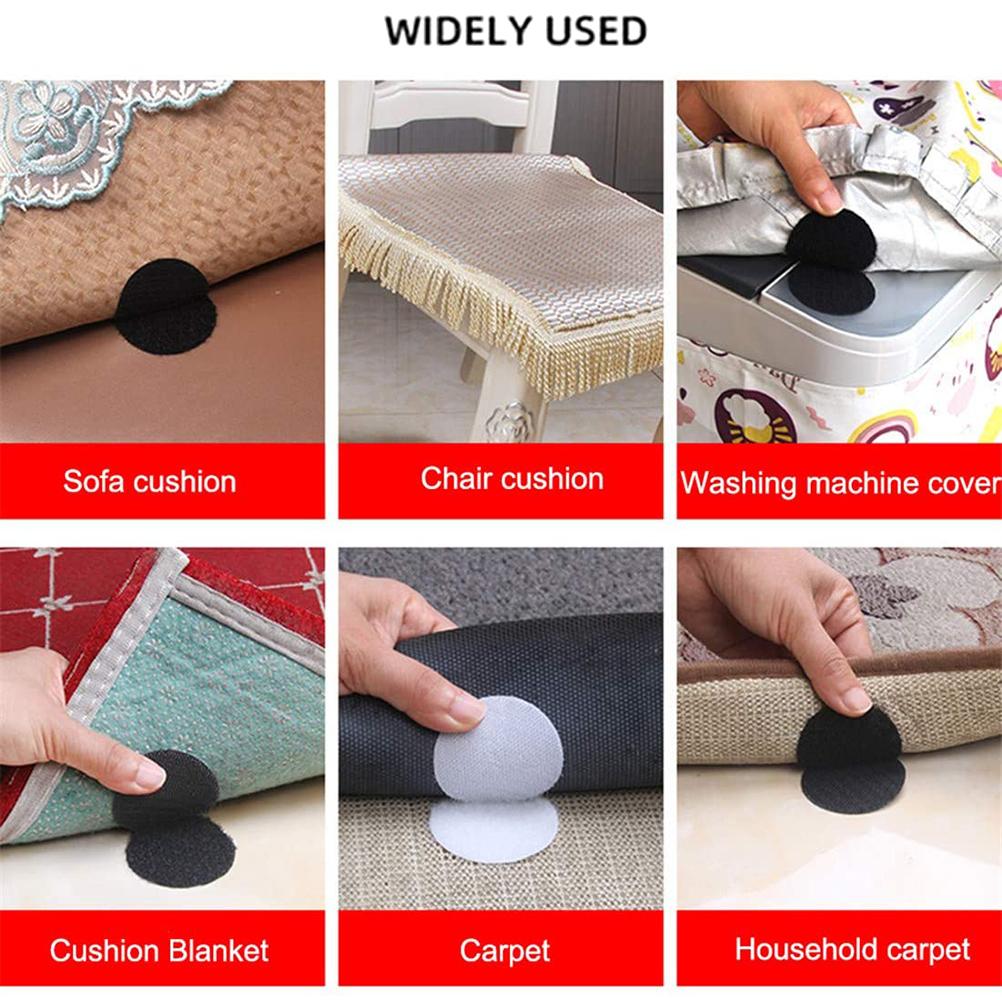 10 Pairs Fixed Tapes Round Dot Hook and Loop Adhesive Tapes for Fixing Household Bedclothes Sofa Cushion Carpet