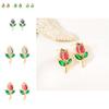 Modern Botanical Tulip Earrings For Women Copper Glass Spring Fashion Accessory