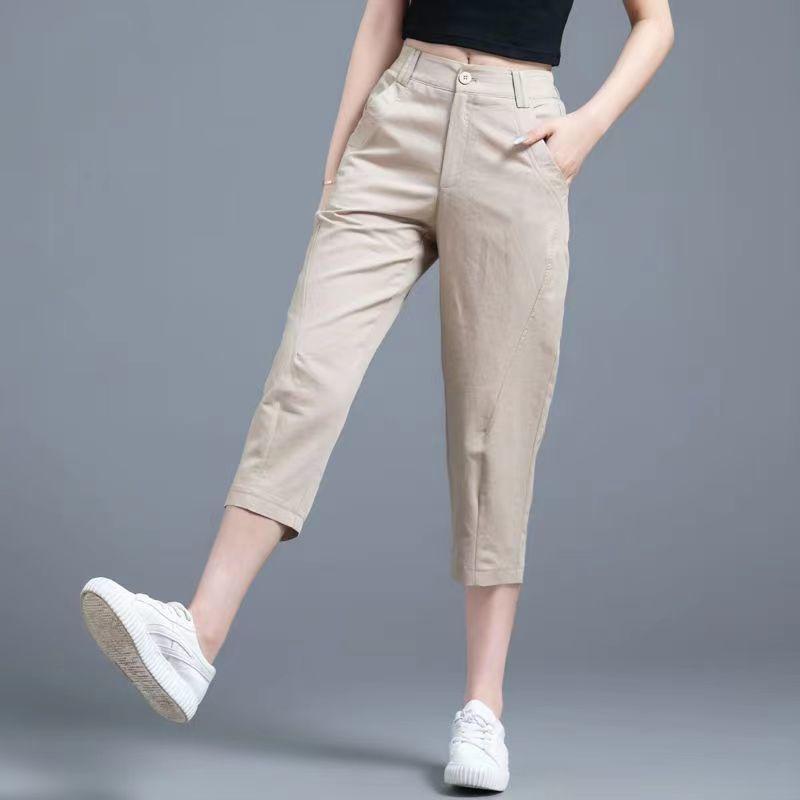 Укороченные брюки Harlan, женские летние тонкие эластичные повседневные брюки с высокой талией, дышащие модные бриджи