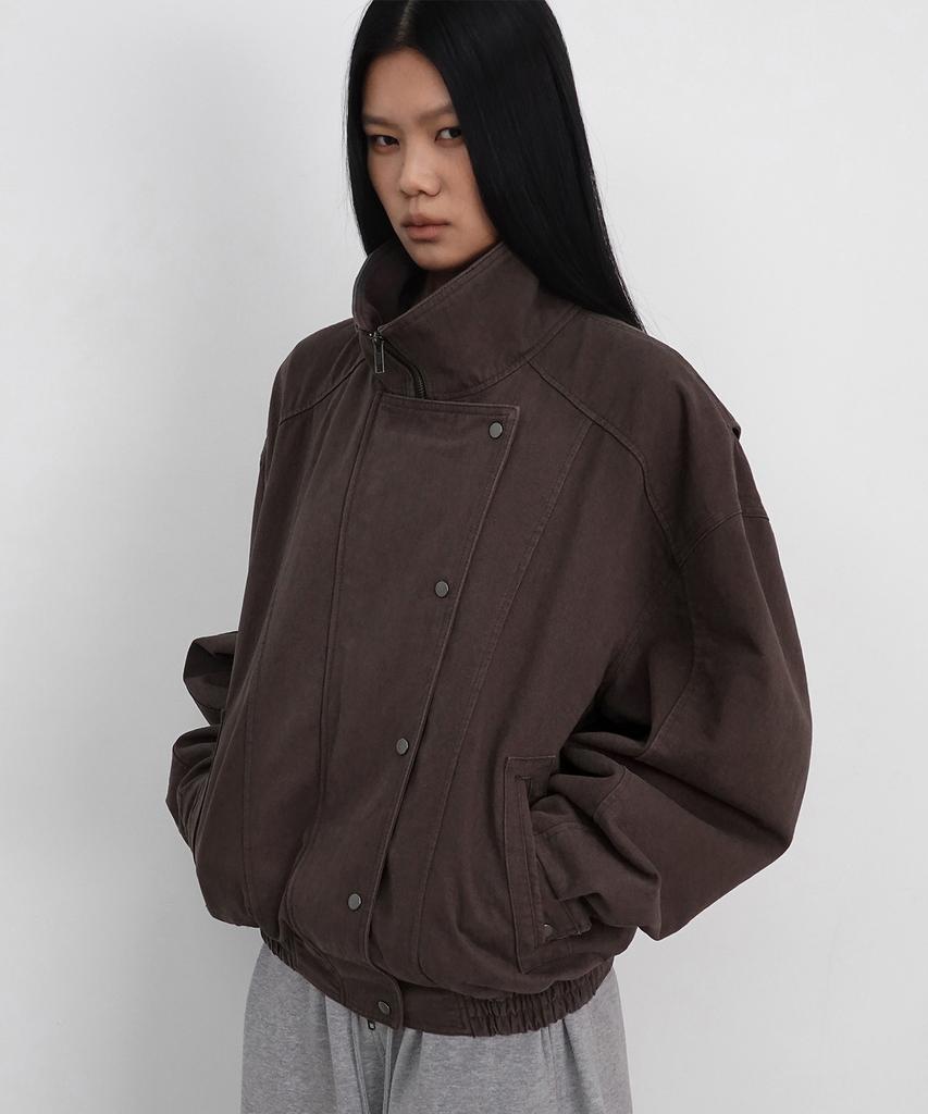 SANDRIC Side Button Cotton Jacket_Brown