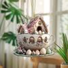 10 шт. Пасхальный кролик, яйцо, домик, кофейная кружка, подвесное украшение, акриловый 2D плоский набор декоративных подвесок для кофейной чашки для пасхальной вечеринки 2025 года