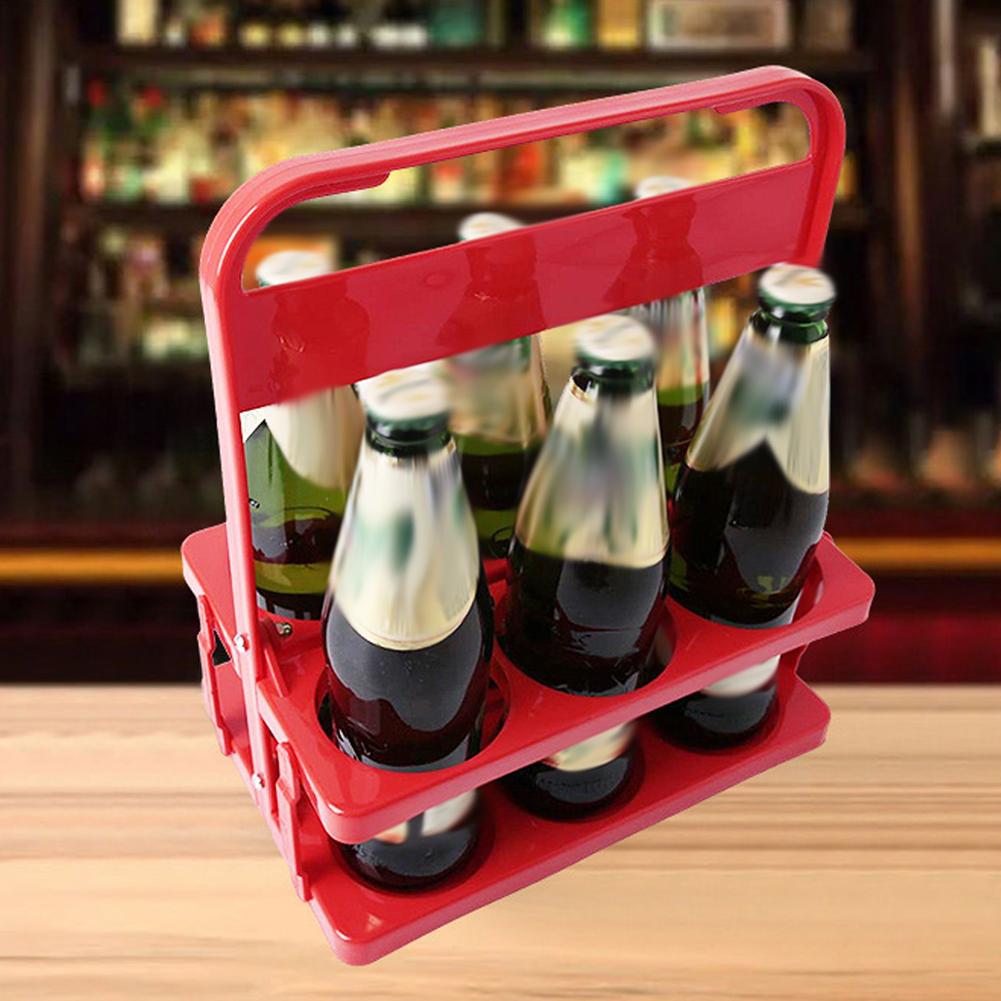 Портативная складная пластиковая подставка для пива на 6 отверстий, органайзер для стаканов, винная стойка, держатель для пивных бутылок, корзина для напитков, многоразовый держатель для напитков