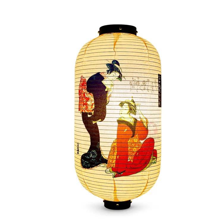 Japanese Style Geisha Pattern Lantern Waterproof Cloth Ukiyo-e Cuisine Restaurant Izakaya Decor Lantern Festival Party Decor