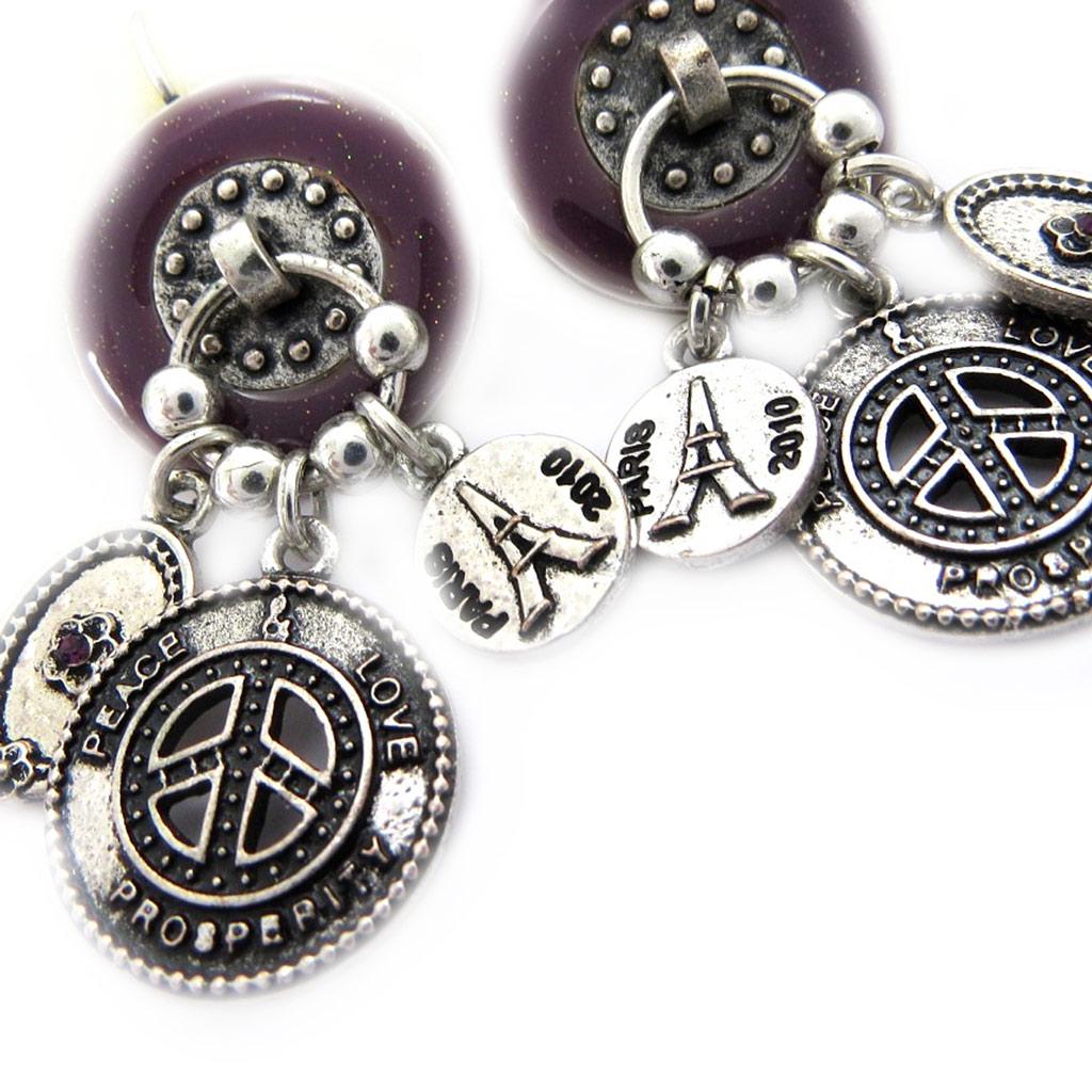 Les Trésors De Lily [G7779] — Фиолетовые дизайнерские серьги «Мир»