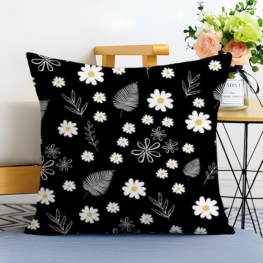 Classic Daisy Flowers Cushion Cover Washable Linen Pillowcase Soft for Sofa Bed Cozy Home Room Decor