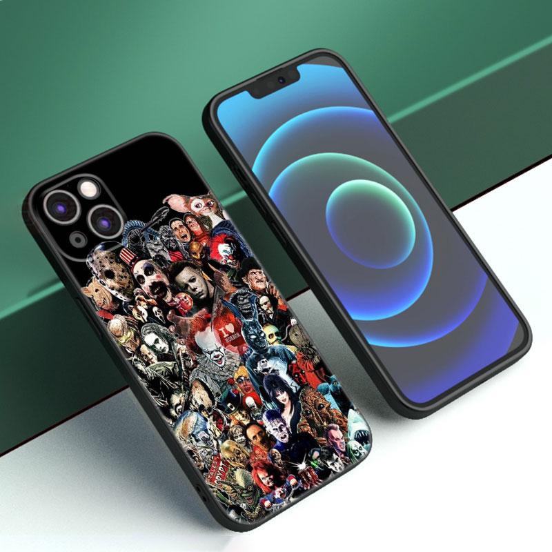 Чехол для телефона с коллажем из фильмов ужасов для Apple iPhone 12 13 Mini 11 14 15 Pro Max 7 8 Plus X XR XS SE 2020 2022, черный силиконовый чехол
