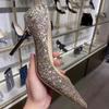 Bling High Heels Wedding Pumps Luxury Designer Elegant Party Ladies Shoes 2025 High Quality Dress Banquet Sequins Pumps