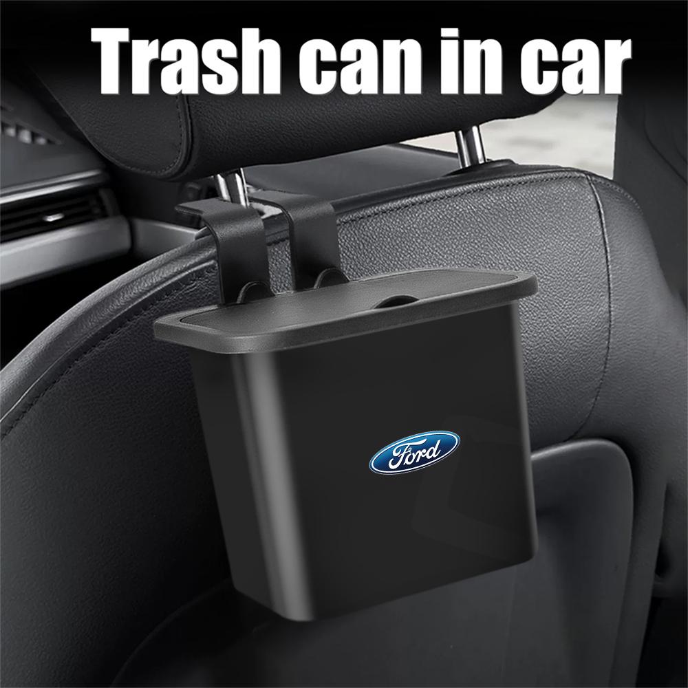 For Ford Ranger Kuga Fiesta Focus Mk3 Mustang ST Taurus 1PCS Car Trash Storage Case Backseat Hanging Can Organizer Center Cover SDE1