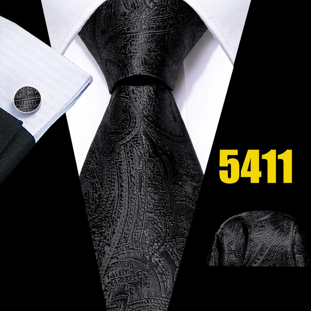 Barry.Wang Мужские модные галстуки с цветочным принтом, тканые шелковые галстуки с пейсли, носовые платки, запонки, формальные повседневные деловые галстуки