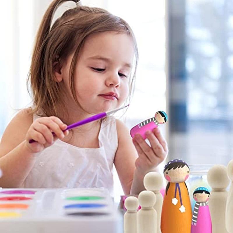 50 шт./кор. расписная деревянная фигурка, деревянные куклы на колышках, 35-65 мм, деревянные декоративные куклы «сделай сам», люди, художественные ремесла, куклы на деревянных колышках