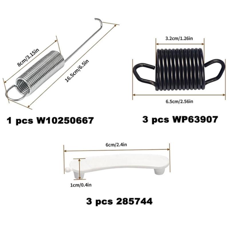 Washing Machine Suspension Spring Kit WP63907 Springs W10250667 Counterweight 285744 Tub Pad Complete Repair Set