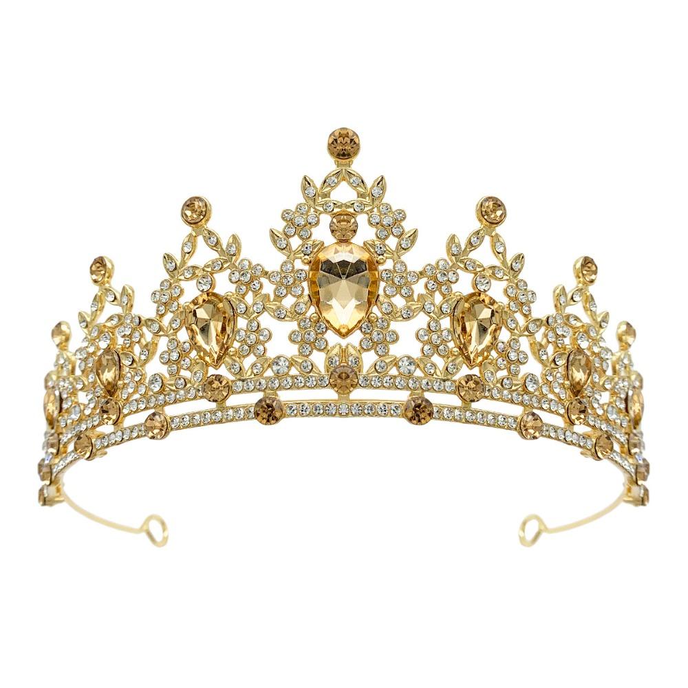 Shiny Baroque Crown Elegant Princess Rhinestone Crown Exquisite Bridal Tiara Women/Girls