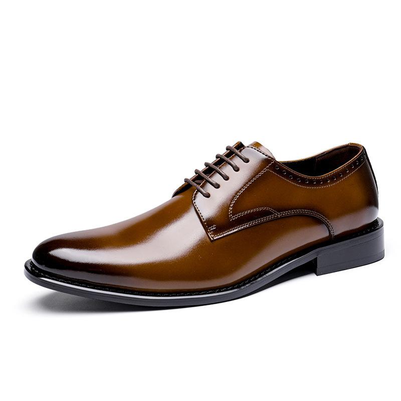 Men's Leather Shoes Men's Genuine Leather British Style Smooth Surface Dress Business Derby Men's Leather Shoes To Work Commuter Men's Shoes Increas