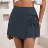 ZANZEA Women Summer Elastic Waist Casual Lace Up Shorts
