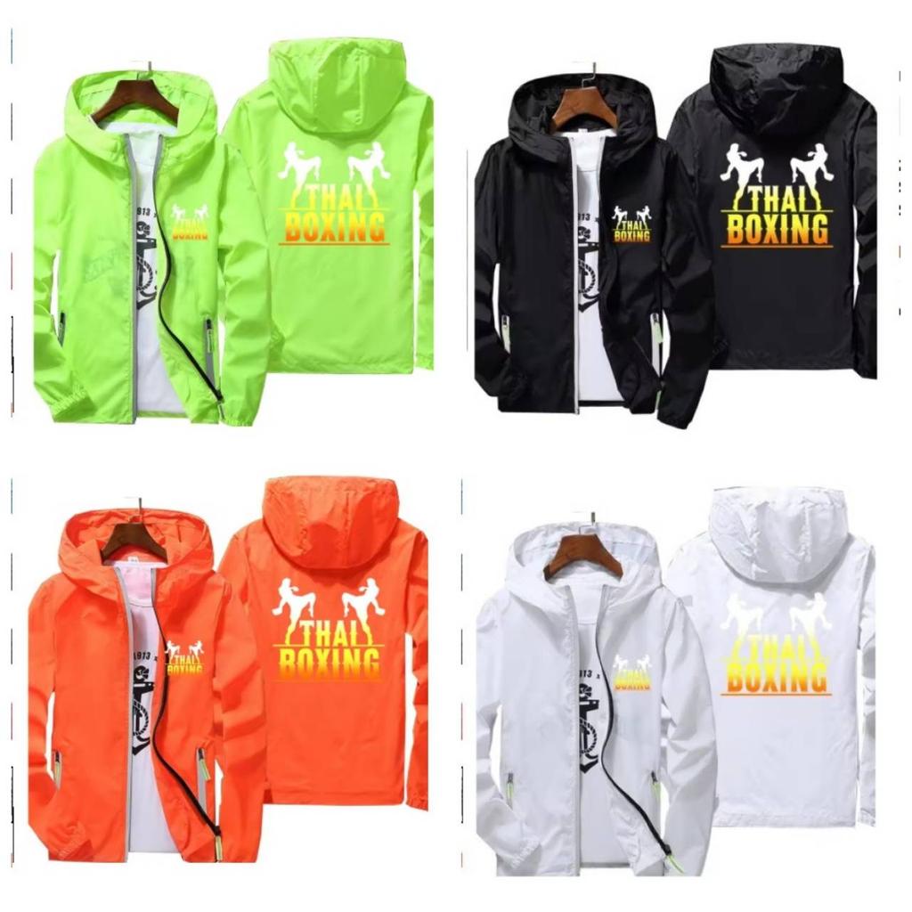 Муай Тай Летающее колено Кикбоксинг ММА UFFC Куртка Ветровка Толстовки на молнии Мужская Женская Детская Унисекс Длинный рукав Принт Спорт Зал Фитнес Тренировка