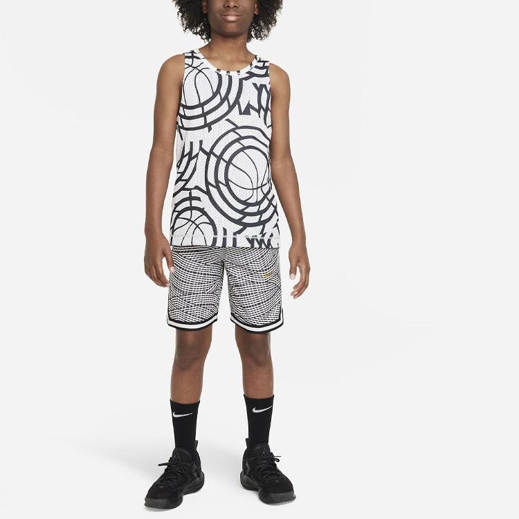 Nike Шорты для баскетбола Dri-FIT DNA Logo с вышитым принтом по всей поверхности, цветные блоки, детские шорты, черные FD4008-010