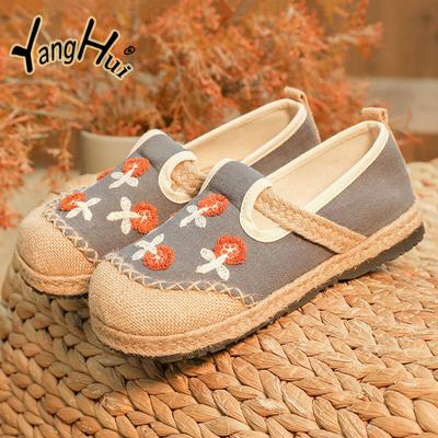 Повседневная круглая дышащая плетеная вышитая обувь 2024 года новая удобная нескользящая плоская подошва женская летняя обувь