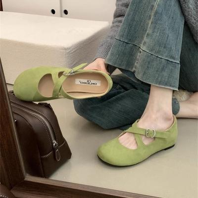 Чувство моды, неглубокий носок, французские туфли с заостренным носком, женские туфли весна 2025, новый французский ремень с одним словом, женские туфли Мэри Джейн