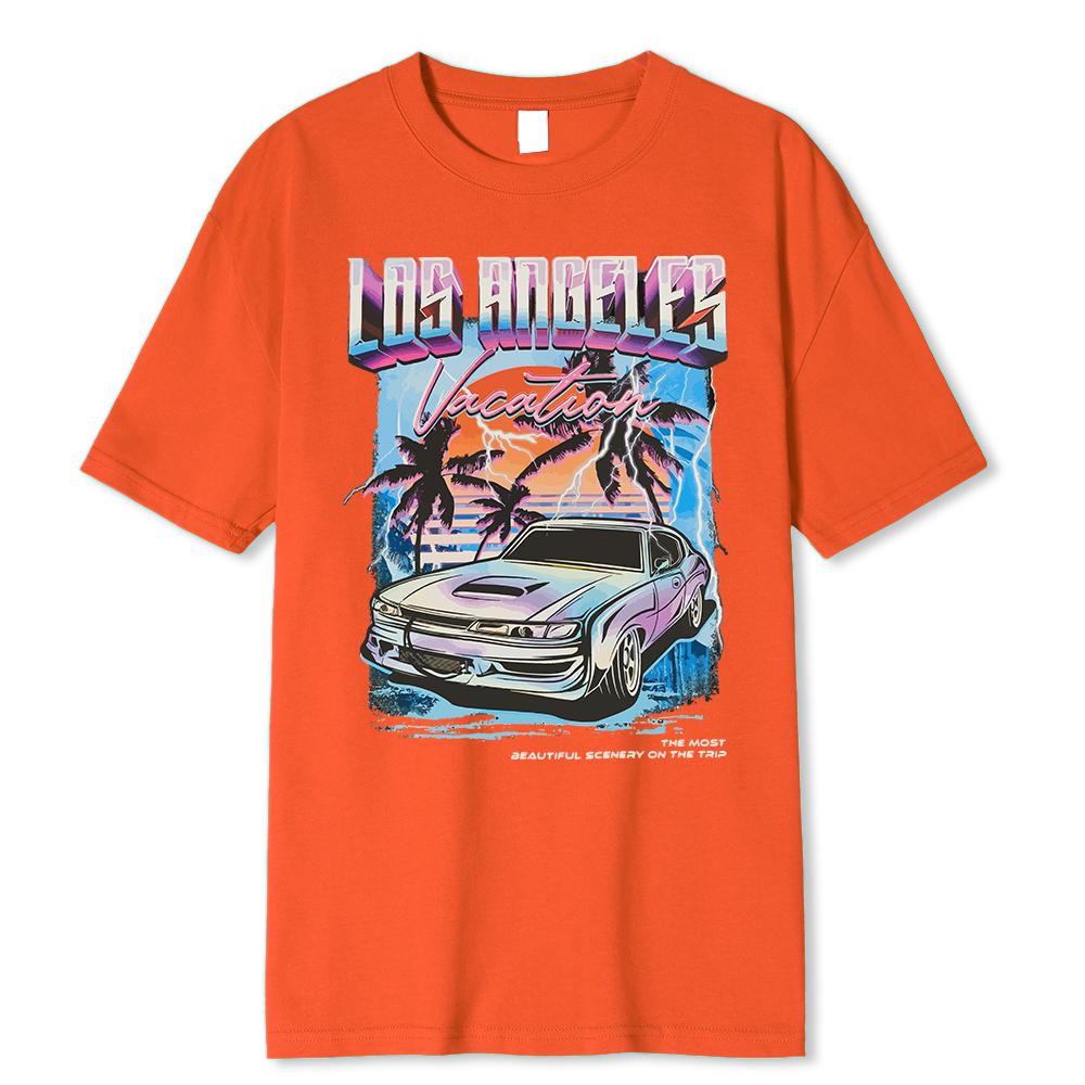 Los Angeles Vacation Printing Men Tshirt Oversized Loose Clothes Street Cotton T Shirts Fashion T-Shirts