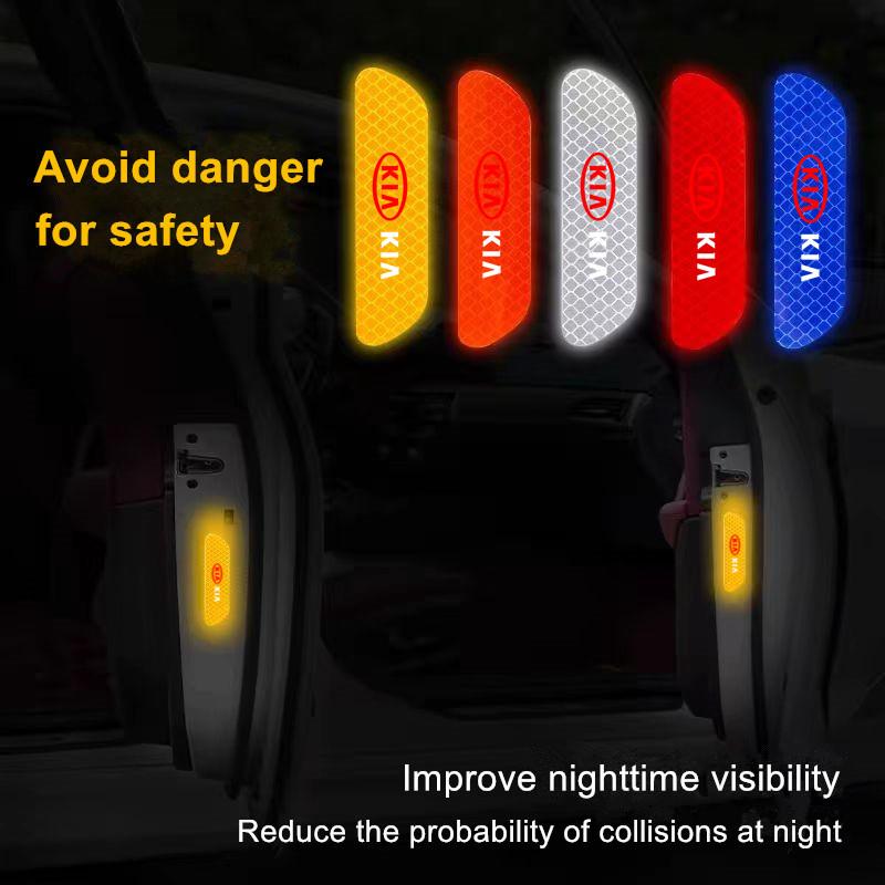 Car Door Safety Warning Reflective Mark Sticker Auto Styling For KIA K5 K9 Sportage Ceed Picanto Soul Rio Sorento Accessories VU8