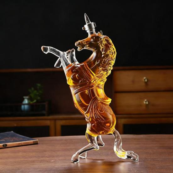 Декантер для виски "Лошадь" Ручная работа Высокоборосиликатное стекло Диспенсер для алкоголя Тема Дикого Запада Подарочная коробка для алкоголя для мужчин День отца День рождения