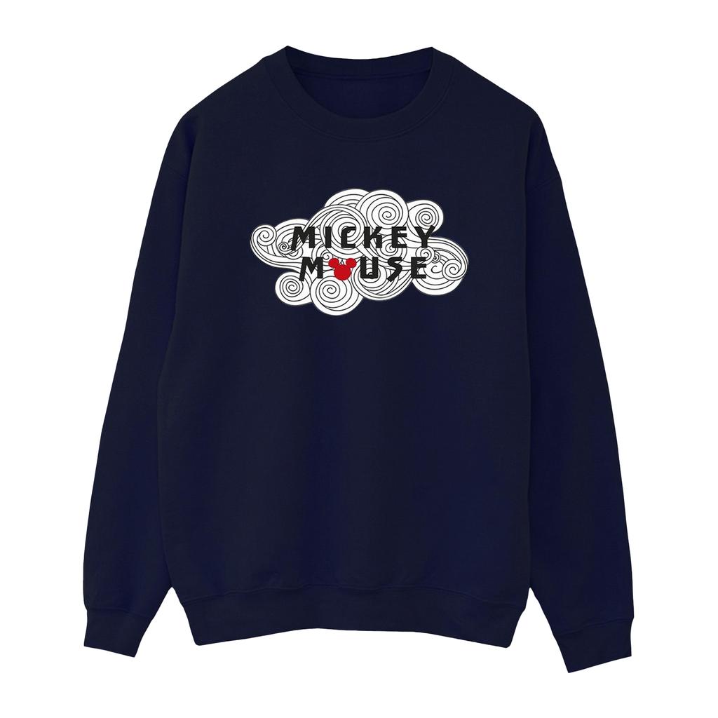Disney Mens Mickey Mouse Swirl Logo Sweatshirt