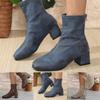 Женские квадратный носок толстый каблук задняя молния стройнящие короткие кожаные ботильоны на высоком каблуке леопардовые ботильоны для женщин низкий каблук