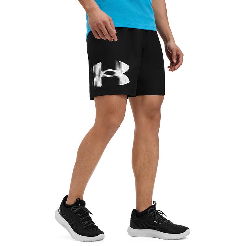 Under Armour Серия Tech Woven SS25 Графический логотип Модные Влагоотводящие Свободного кроя Спортивные шорты Мужские шорты Черный 1390046-001