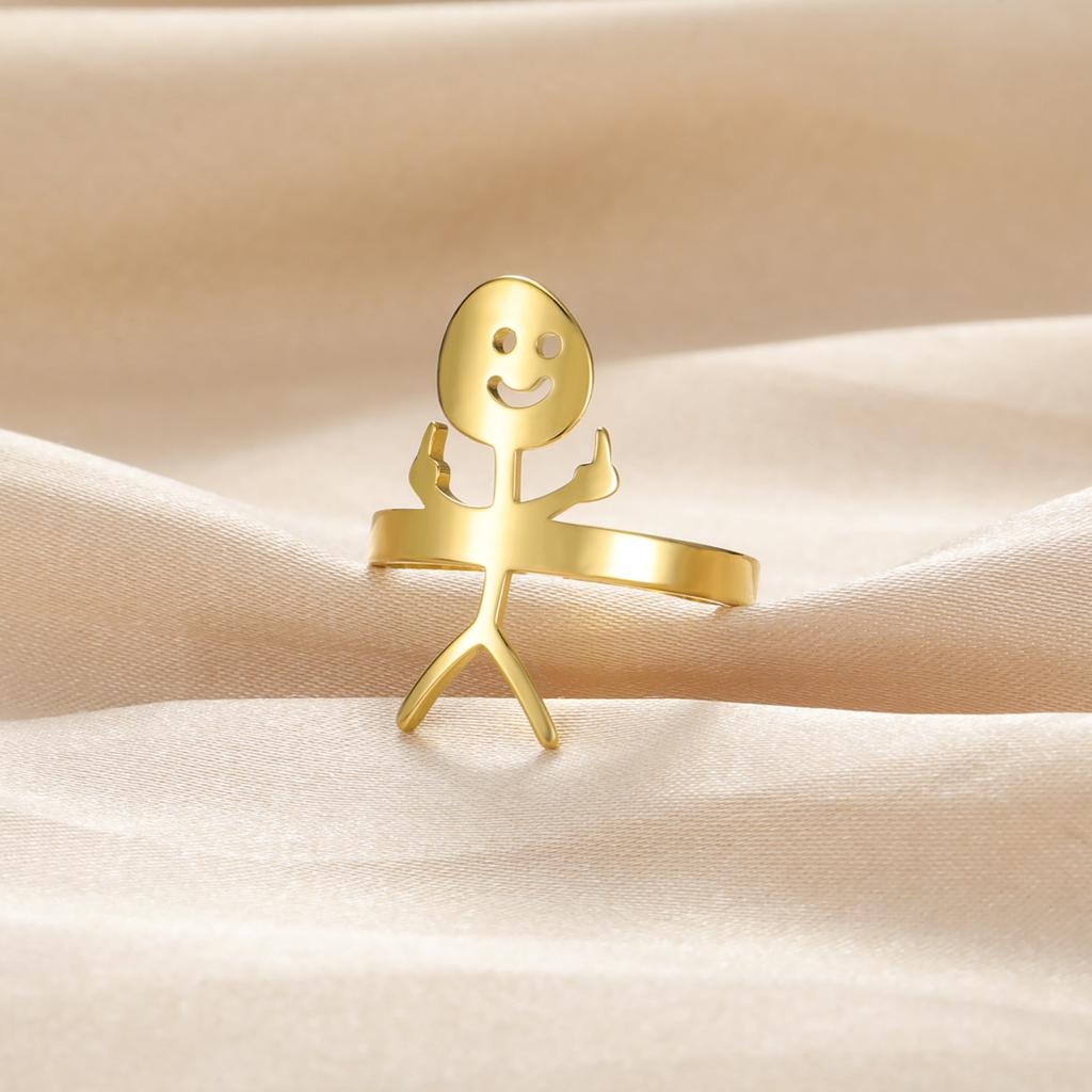Кольцо со смайликом из нержавеющей стали в европейском и американском стиле, новое, игривое, забавное, милое