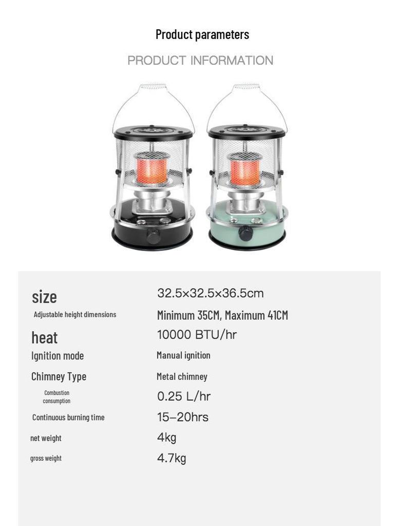 Adjustable Height Glass Chimney Kerosene Stove for Outdoor Camping & Indoor Use