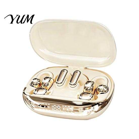 Portable Charging Case with Digital Display 3-in-1 Wireless Earbuds Chargeable Power Bank Case, 3 Pairs Interchangeable Clip/in-Ear/Sleep Adjustable